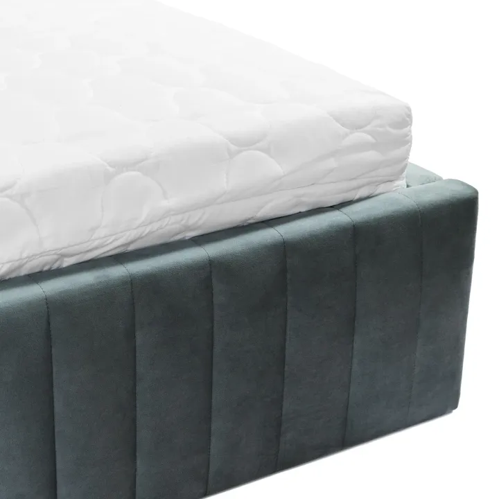 Letto contenitore alla francese 140x200cm imbottito velluto grigio scuro Poffi