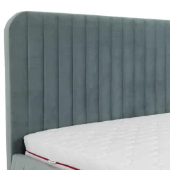 Letto contenitore alla francese 140x200cm imbottito velluto grigio scuro Poffi