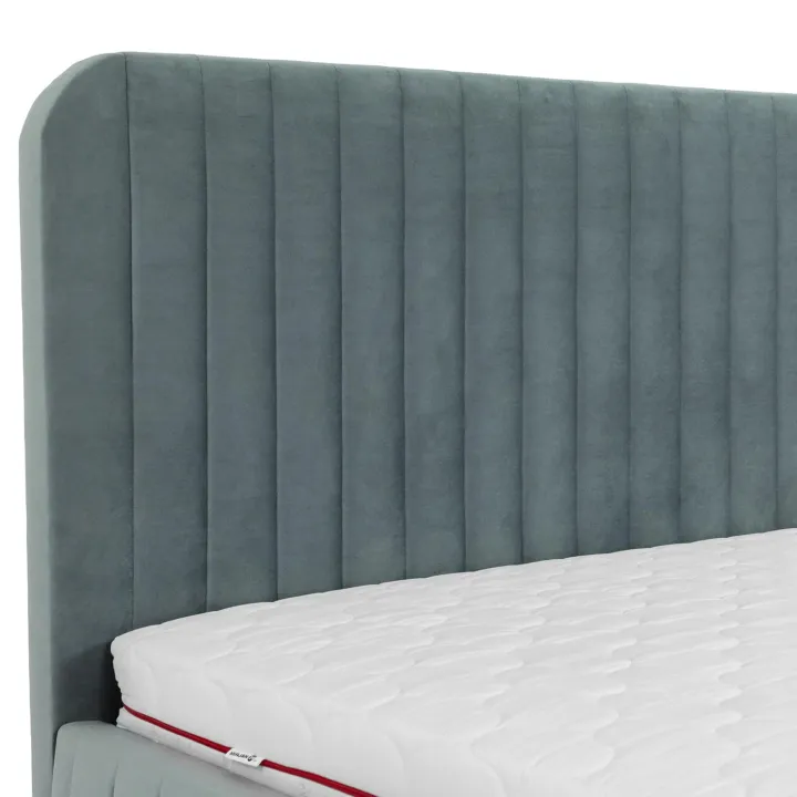 Letto contenitore alla francese 140x200cm imbottito velluto grigio scuro Poffi