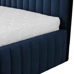 Letto contenitore alla francese 140x200cm imbottito velluto blu Poffi
