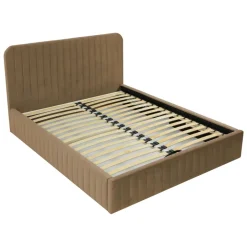 Letto contenitore alla francese 140x200cm imbottito velluto tortora Poffi