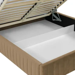Letto contenitore alla francese 140x200cm imbottito velluto tortora Poffi