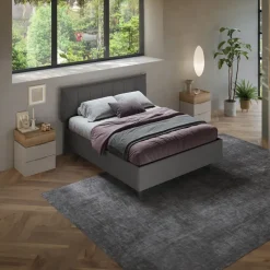 Letto contenitore matrimoniale 160x195cm imbottito tessuto antracite CozyHaven