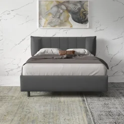 Letto contenitore matrimoniale 160x195cm imbottito tessuto antracite CozyHaven