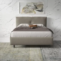 Letto contenitore matrimoniale 160x195cm imbottito tessuto tortora EliteDreams