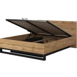 Letto contenitore matrimoniale 160x200cm rovere nero Petra