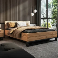 Letto contenitore matrimoniale 160x200cm rovere nero Petra