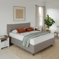 Letto contenitore matrimoniale 160x195cm imbottito tessuto tortora CozyHaven