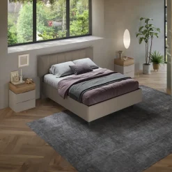 Letto contenitore matrimoniale 160x195cm imbottito tessuto tortora CozyHaven