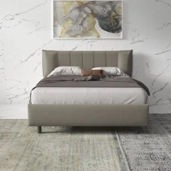 Letto contenitore matrimoniale 160x195cm imbottito tessuto tortora CozyHaven