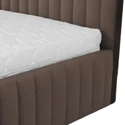 Letto contenitore matrimoniale 160x200 imbottito velluto marrone Poffi