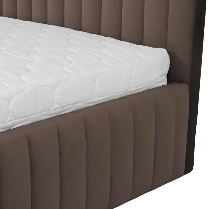 Letto contenitore matrimoniale 160x200 imbottito velluto marrone Poffi