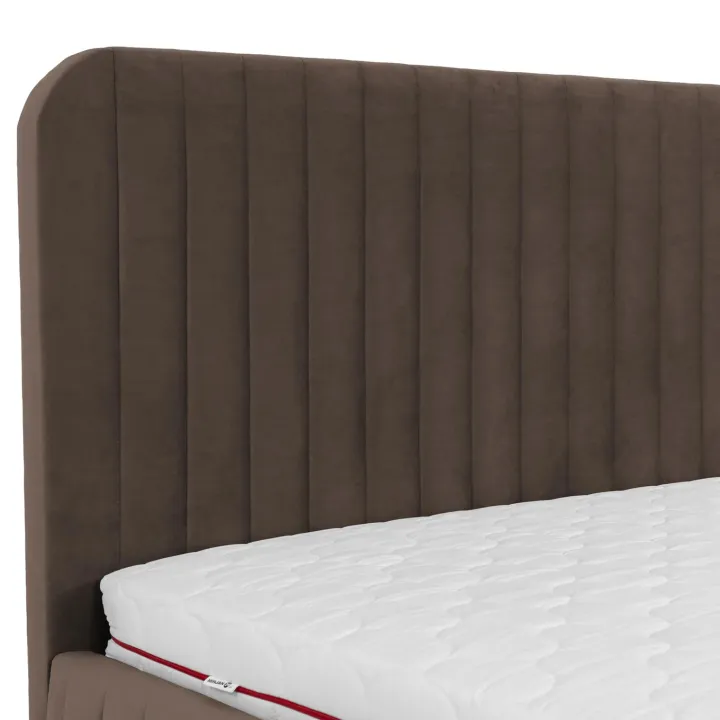 Letto contenitore matrimoniale 160x200 imbottito velluto marrone Poffi
