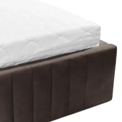 Letto contenitore matrimoniale 160x200 imbottito velluto marrone Poffi