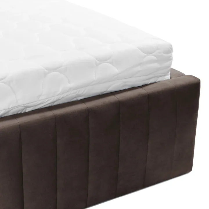 Letto contenitore matrimoniale 160x200 imbottito velluto marrone Poffi
