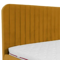 Letto contenitore matrimoniale 160x200 imbottito velluto senape Poffi