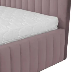 Letto contenitore matrimoniale 160x200 imbottito velluto rosa Poffi