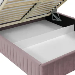 Letto contenitore matrimoniale 160x200 imbottito velluto rosa Poffi
