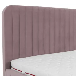 Letto contenitore matrimoniale 160x200 imbottito velluto rosa Poffi