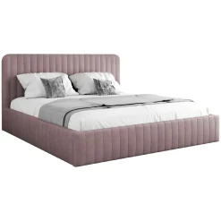 Letto contenitore matrimoniale 160x200 imbottito velluto rosa Poffi