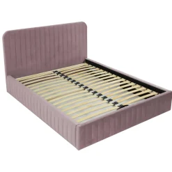 Letto contenitore matrimoniale 160x200 imbottito velluto rosa Poffi