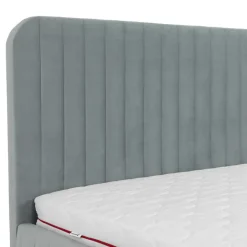 Letto contenitore matrimoniale 160x200 imbottito velluto grigio Poffi