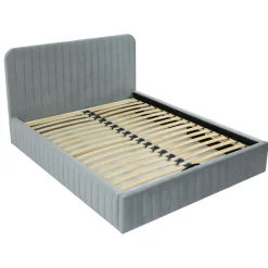Letto contenitore matrimoniale 160x200 imbottito velluto grigio Poffi