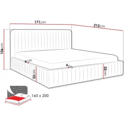 Letto contenitore matrimoniale 160x200 imbottito velluto grigio Poffi