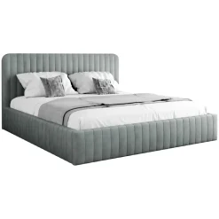Letto contenitore matrimoniale 160x200 imbottito velluto grigio Poffi