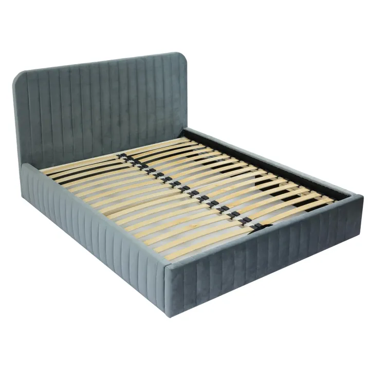 Letto contenitore matrimoniale 160x200 imbottito velluto grigio scuro Poffi