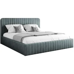 Letto contenitore matrimoniale 160x200 imbottito velluto grigio scuro Poffi