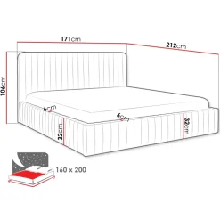 Letto contenitore matrimoniale 160x200 imbottito velluto blu Poffi