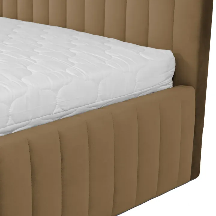 Letto contenitore matrimoniale 160x200 imbottito velluto tortora Poffi