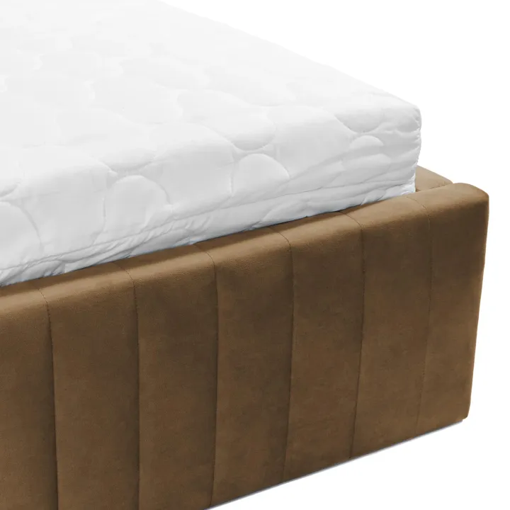 Letto contenitore matrimoniale 160x200 imbottito velluto tortora Poffi