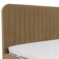 Letto contenitore matrimoniale 160x200 imbottito velluto tortora Poffi