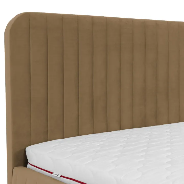 Letto contenitore matrimoniale 160x200 imbottito velluto tortora Poffi