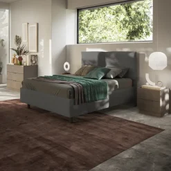 Letto contenitore matrimoniale 160x195cm imbottito tessuto antracite EliteDreams