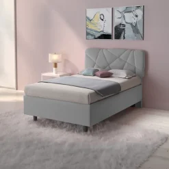 Letto contenitore una piazza e mezza 120x195cm imbottito tessuto grigio LuxeSleep