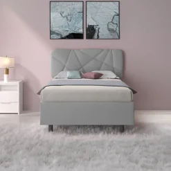 Letto contenitore una piazza e mezza 120x195cm imbottito tessuto grigio LuxeSleep