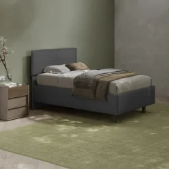 Letto contenitore una piazza e mezza 120x195cm imbottito tessuto antracite EliteDreams