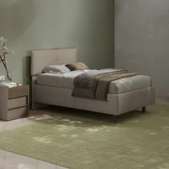 Letto contenitore una piazza e mezza 120x195cm imbottito tessuto tortora EliteDreams