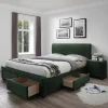 Letto imbottito in velluto con cassettoni 160x200cm verde Quincy