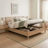 Letto in legno matrimoniale contenitore con rete 160x200cm rovere Noor
