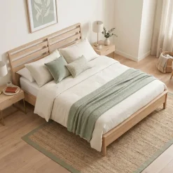 Letto in legno matrimoniale contenitore con rete 160x200cm rovere Noor