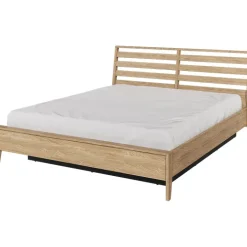 Letto in legno matrimoniale contenitore con rete 160x200cm rovere Noor