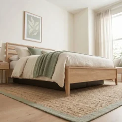 Letto in legno matrimoniale contenitore con rete 160x200cm rovere Noor