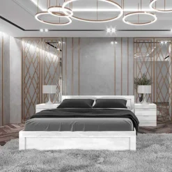 Letto matrimoniale con comodini 160x200cm bianco Alina