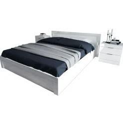 Letto matrimoniale con comodini 160x200cm bianco Alina