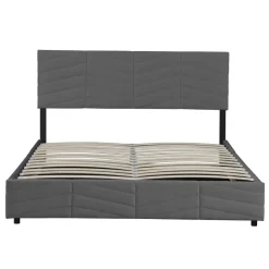 Letto matrimoniale contenitore 160x200 cm imbottito con rete e testiera regolabile grigio scuro Perlier