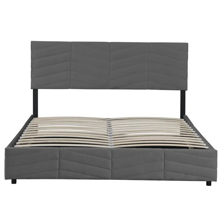 Letto matrimoniale contenitore 160x200 cm imbottito con rete e testiera regolabile grigio scuro Perlier